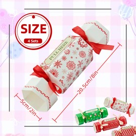 Christmas Money Pull Box for Cash Gift,4 Pack Christmas Money Gift Candy Box Pull Surprise Money Pull Pouch for Kids,Xmas Money Box for Cash,Money Candy Pull out Cash with 40P Bags,Money Candy Box