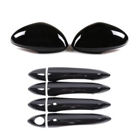 e-power-auto-Trim For Alfa Romeo Giulia 17-22 Black Side Rearview Mirror & Door Handle Cover Trim