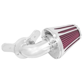 HCmotorku Motorcyle Air Cleaner Filter CNC 90° Forward-Facing Kit Fit for Harley Softail Touring Trike Sportster XL Dyna (Chrome Housing Red Element, C For Touring 08-16,Softail 16-17,Trike 08-16)