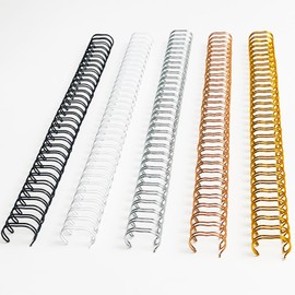 Binditek 50 Pack Double Loop Wire Binding Spines, 1/2 Inch Binding Wire for Letter Size, 3:1 Pitch, 100 Sheet Capacity, 32-Loop, 5 Assorted Colors (Black,Gold,Silver,White,Rose Gold), for Coworkers