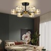 SHINELUX Modern Sputnik Chandelier, 6-Lights Crystal Semi Flush Mount Ceiling