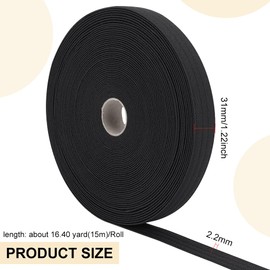 BENECREAT 15M Golf Hat Sweat Liner with Four Lines of Indentation, Black Hat Liner Tape for Sewing Craft Accessories Baseball Tennis Hat, 31x2.2mm