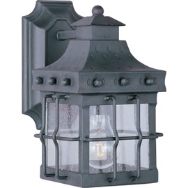 Maxim 30081CDCF Nantucket American Style Seedy Glass Outdoor Wall Sconce, 1-Light 60 Watt, 13"H x 7"W, Country Forge