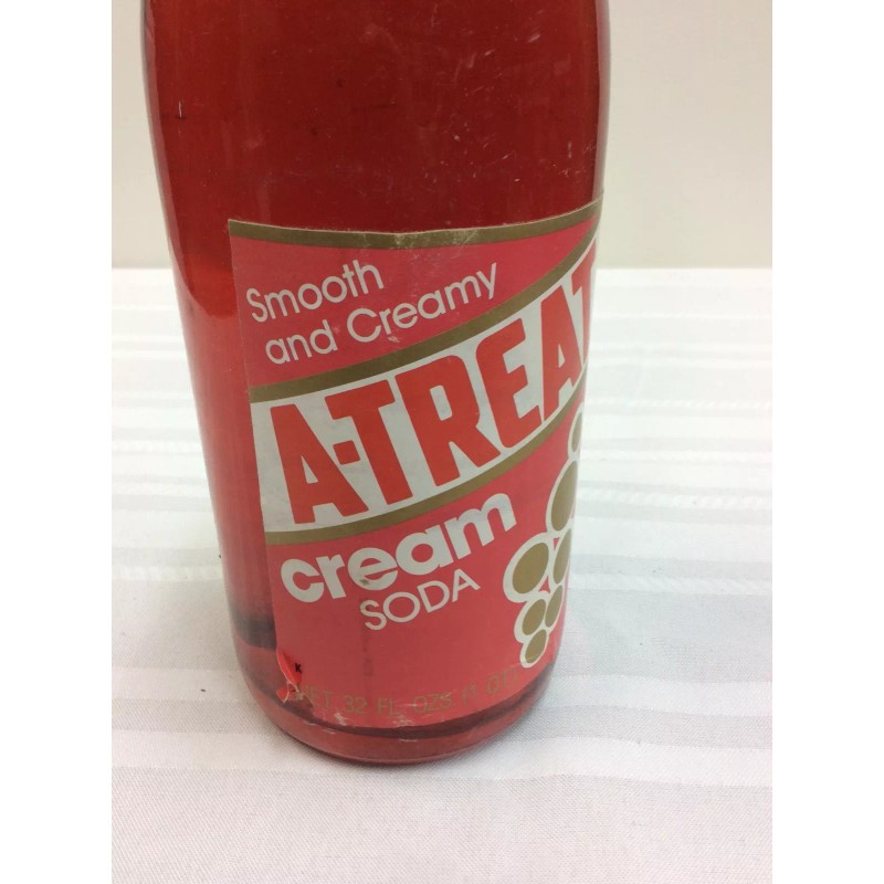 A-Treat Soda Vintage 32 Oz Glass Bottle -Cream Soda -Never