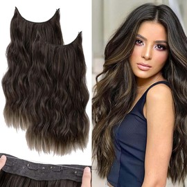 2 Pieza Extension de Cabello, 45CM Hair Extensions(Castaño Oscuro)