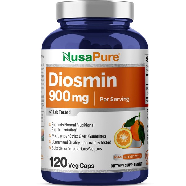 NusaPure Diosmin 900mg per Serving 120 Veggie Caps (Non-GMO, Vegan)