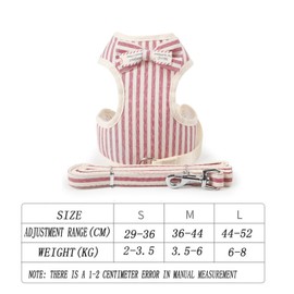 TJHypenete Rabbit Harness and Leash for Walking Escape Proof, Adjustable Soft Cat Vest Harness, Bunny Harness with Cute Bow, Comfortable Stylish Cotton Dog Harness Set for Guinea Pig Small Animals(M)