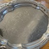 Irvinware Vtg~ Oval Serving/Bread Tray~Chrome Plated~Etched Design w/Scallop Rim 9x6.5”