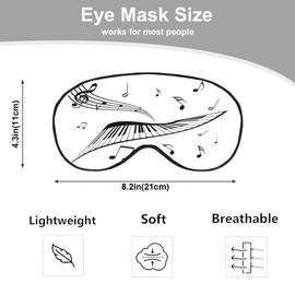 NOHSHE Piano Keyboard Sleep Eye Mask Music Note Stave White Silk Eye Mask Sleeping Soft Eye Shade Cover for Men Women Boy Girl Airplane Travel with Elastic Strap