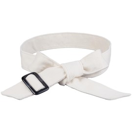 GORGECRAFT 1.7 m Women's Wool Waist Belt for Coat Replacement Belt for Trench Coats Flamingo Band Sash Wrap Belt Double Sided Belt Made of Faux Wool with Bow Tie and Buckle Wide Hip, White with floral