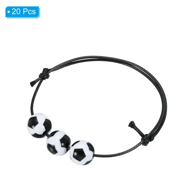 [PATIKIL] 20pcs Soccer Bracelet Soccer Gift Adjustable Wristband with Soccer