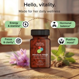 The Botanical Cabinet Co. Shilajit for Women, 800mg with 70% Fulvic Acid, Natural Extract, Lab Tested, with Shatavari and Saffron, No Artificial Preservatives, Non-GMO, 60 Capsules