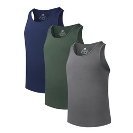 DAVID ARCHY Men's Tank Top Bamboo Rayon Undershirts Tank Shirt Moisture-Wicking A-Shirt for Men, 3-Pack (M, Navy/Olive Green/Dark Grey)