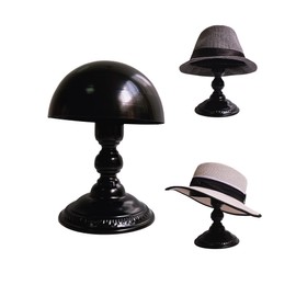 CHADWICK Hat Stand Vintage Style Dome Shape Freestanding Hat Stands for Display Metal Hat Display Stand Cowboy Hat Rack Wig Holder Hat Rack Stand Helmets Wigs Hats Caps Stand (Black)