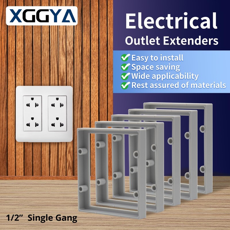 XGGYA 1/2” Double Gang Receptacle Outlet Box Extender,Gray Electrical Box
