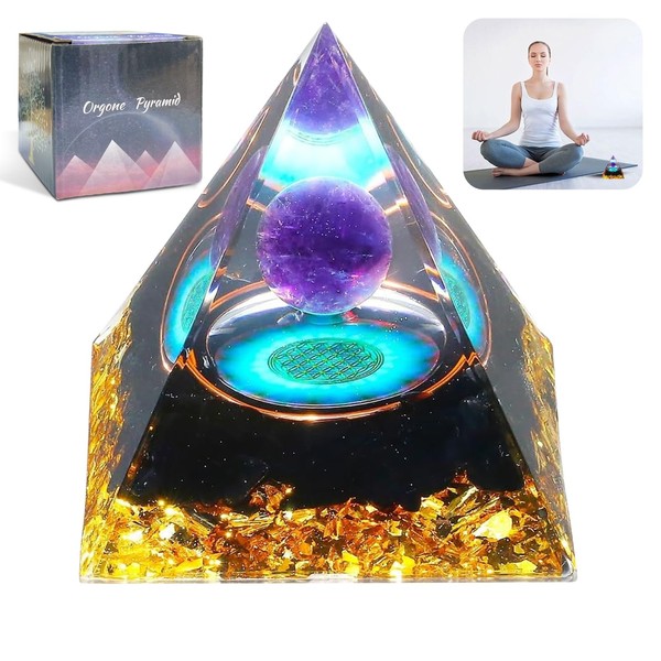 Orgonit Pyramide, Kristall Pyramide Spirituelle Deko, Harz Pyramide Amethyst Obsidian