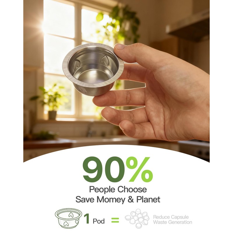 Grasseed Refillable Vertuo Capsule, Reusable Stainless Steel Vertuo Pod Kit