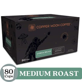 Copper Moon Costa Rican Blend, Medium Roast Coffee Pods Compatible with Keurig K-Cup Brewers, 80 Count