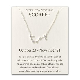 Philip Jones Skorpion-Sternzeichen-Halskette und Zitatkarte mit Zirkonia-Kristallen, Kristall, Zirkonia-Kristall