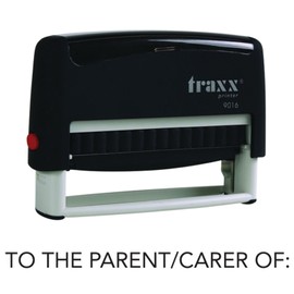 Traxx 9016 70 x 10mm - Stock Self-Inking School Rubber Stamp - to The Parent/Carer of Stamp in Black Ink