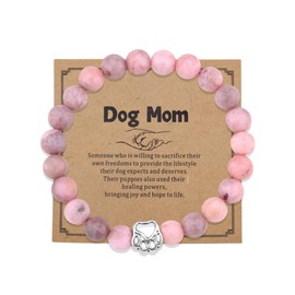 YangQian Dog Mom Gifts for Women Birthday Gifts for Women Friends Family Coworker Bead Natural Stone Bracelet for Female Dog Lover Gift Idea