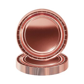 16Pcs Metallic Rose Gold Party Paper Plates 7 inch,Xmas Foil Rose Gold Party Tableware Decor Christmas Rose Gold Paper Plates Metallic Rose Gold Plates for Christmas Party Supplies Table Decorations