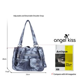 Angel Kiss Women's Leather Handbag Shoulder Bag Handbags Waterproof Carry Bag Multifunctional Handbag Shoulder Bag Large for Work School Shopper Travel, Fashion Blue, Fashionable