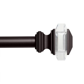 Exclusive Home Prism 1" Curtain Rod and Coordinating Finial Set, Matte Bronze, Adjustable 36"-72"