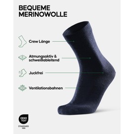 DANISH ENDURANCE Premium Merino Socks, 3 Pairs, Warm Socks, Wool Socks, Business Men's Socks, Women's Socks, Odourless & Breathable, Unisex, Merino Wool Socks for Men and Women, Dark Navy 5 Pairs