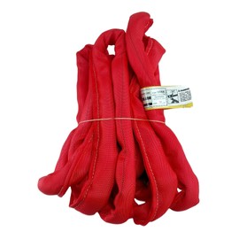 USA Made VR5 X 12' Red Slings 4'-30' Lengths in Listing, Double PLY Cover Endless Round Poly Lifting Slings, 13,200 lbs Vert, 10,560 lbs Choker, 26,400 lbs Basket (USA Polyester) (12 FT)