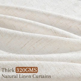 Joywell Cream Natural Pinch Pleated Linen Curtains 84 Inches Long 2 Panels Set for Bedroom Living Room Back Tab Thick Semi Sheer Light Filtering Privacy Window Pleat Drapes Clip Rings Hooks 40x84