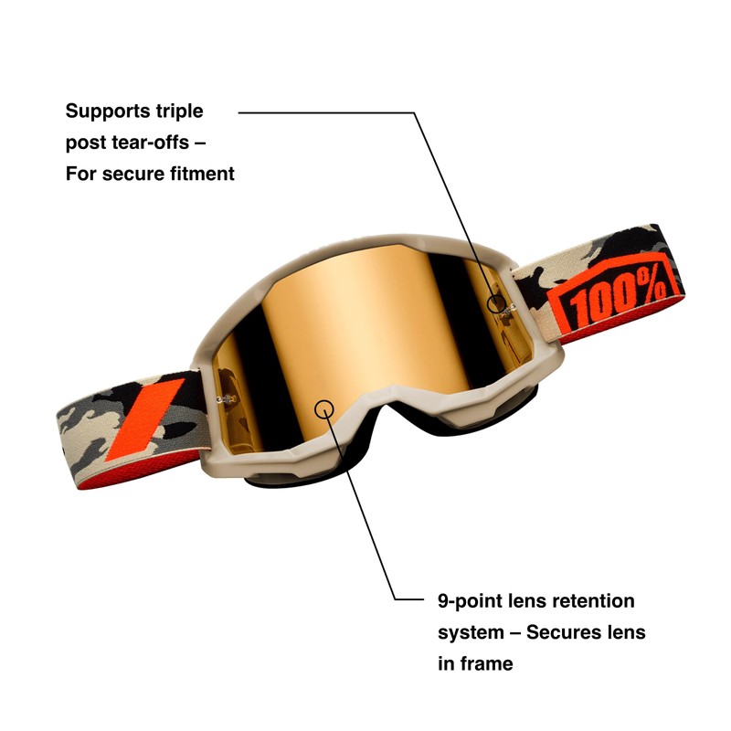 100% STRATA 2 Goggles - Sports Goggles for Motocross &