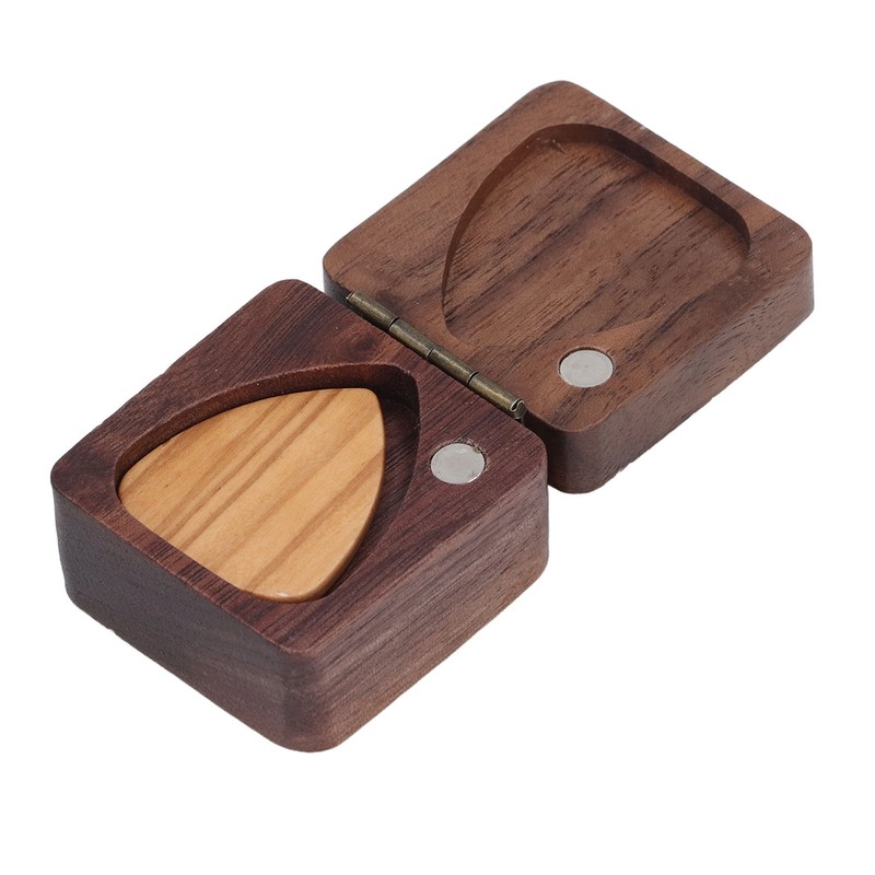 Guitar Picks Box Portable Multifunctional Wooden Guitar Picks Case Storage