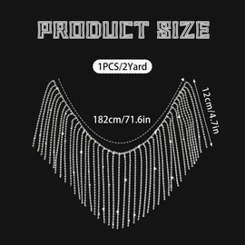 2 Yard Rhinestone Fringe Trim Silver Diamond Fringe for Sewing Women Crystal Rhinestone Tassel Trim Ribbon Chain for Wedding Party Clothing Accessories and DIY Craft Decoration