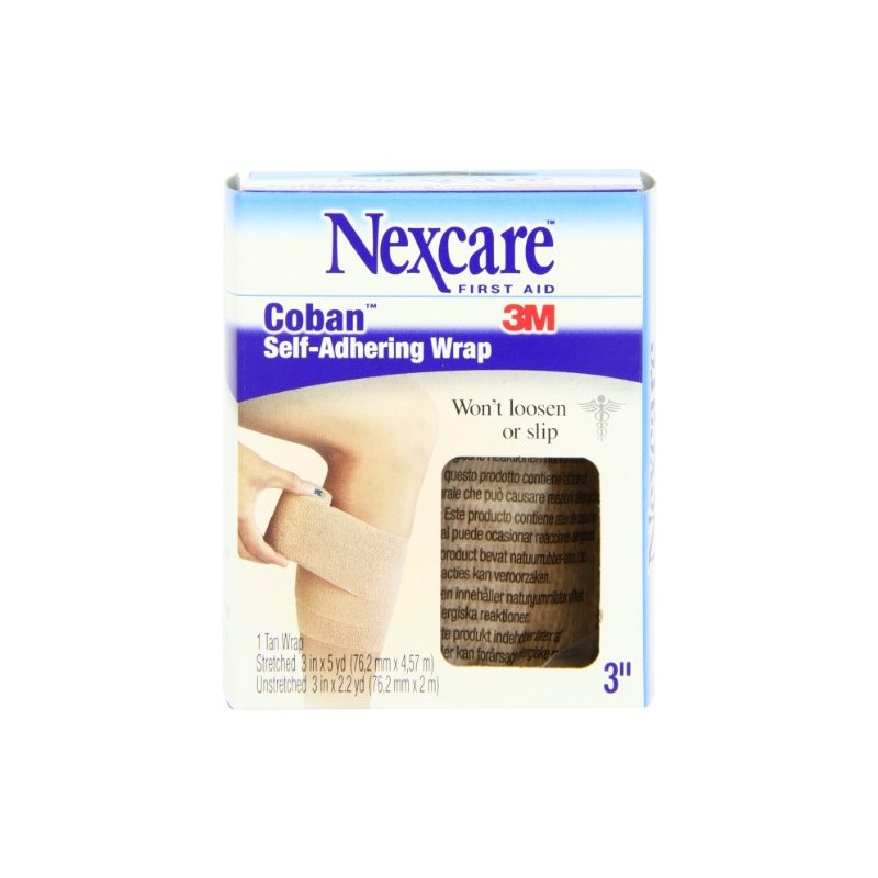 Nexcare Coban Self-Adherent Wrap, 3-Inch x 5-Yard Roll, 1 Count