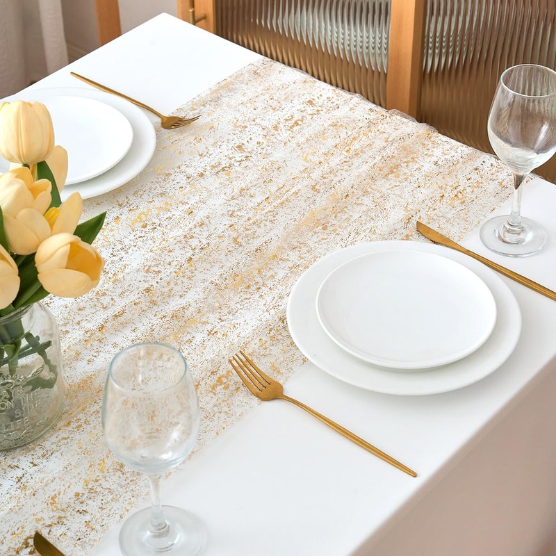 CHUQING Table Runner Gold Table Runner Golden Wedding Table Decoration