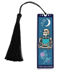 GlamRays Gifts for Book Lovers Christmas Bookmarks Funny Bookmarks for Women and Men Tarot Bookmark Skeleton Tarot Cards Bookmark Horror Gifts Birthday (Blue)