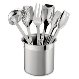 All-Clad Specialty Stainless Steel Kitchen Gadgets 5 Piece Tool Set with Caddy Kitchen Tools, Kitchen Hacks Silver