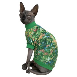 Limited Edition Sphynx Cat Cotton T-Shirts Hairless Cat Sweatshirt Pet Kitten Clothes Round Collar Kitten Shirts Vest Cats & Small Dogs Apparel (Impressionism, S (3.3-4.4 lbs))