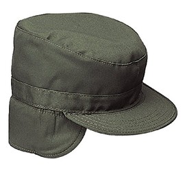 G.I. Black Combat Cap W/flaps (7.75, Olive Drab)