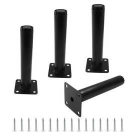 Rierdge 4 Pcs 6”/ 150mm Metal Furniture Legs Black Adjustable Furniture Support Feet for Table Desk Chair Sofa Shelves