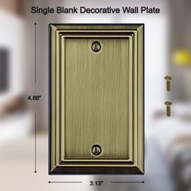 OKAWYC Single Toggle Light Switch Cover Adler Metal Wall Plate, 4-Pack Antique Brass 1 Gang, Light Switch Cover Decorative Wallplate, Durable