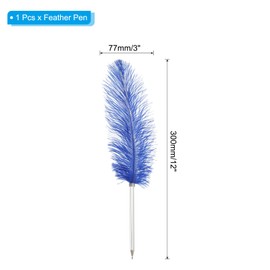 PATIKIL 30cm/12 Feather Ballpoint Pen, 1 Pcs Ink Vintage Quill Pen Refined Plated Dip Pen for Calligraphy Writing Signature Wedding Gift, Blue