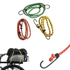 Set of 3 Elastic Luggage Cords with Hooks Heavy Duty Bungee Straps Outdoor Elastic Bungee Cord Hook Ends Bungee Straps with Hooks For Luggage, Tents & Securing Tarps (100cm - Assorted Colours)