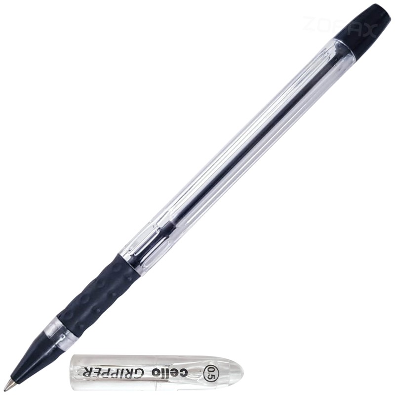 BLACK Ballpoint Pens, Gripper, BLACK, 0.5mm Fine Point, Pack of