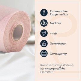 100%Mosel Fleece Table Runner, Pale Pink (30 cm x 25 m), Decorative Table Runner, Elegant Table Decoration for Birthdays and Weddings, Colourful Decoration for Special Occasions