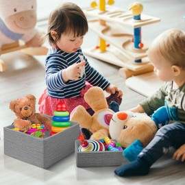 Sorbus Storage Baskets 4-Piece Set - Stackable Woven Basket Paper Rope Bin Boxes for Makeup, Office Supplies, Bedroom, Closet (Gray)