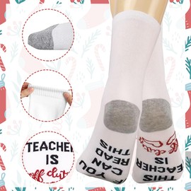 RIMYIUKU Funny Socks, If You Can Read This. This Teacher is Off Duty”, Funny Socks for Teachers Holiday Gift, Christmas Gift