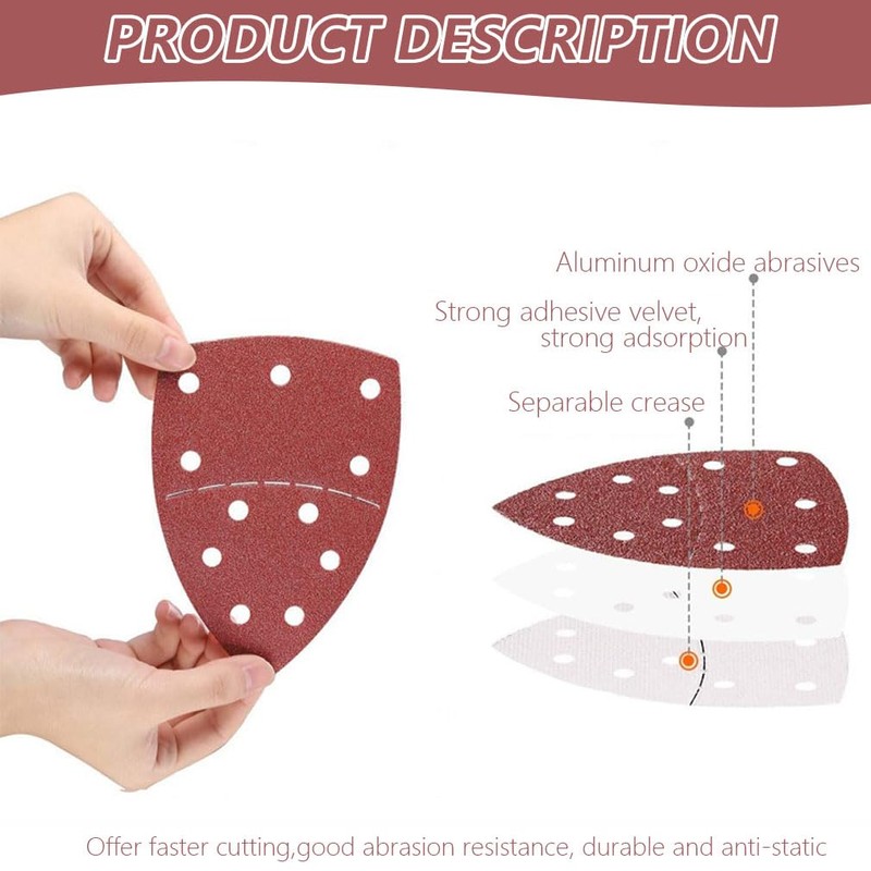 20PCS Mouse Sander Pads 11 Holes Mouse Sanding Sheets for