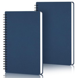 Yarotm Notebook A5 Squared - Pack of 2 Spiral Bound Notebooks 14 x 21 cm - 100 g/m² Checked 5 mm Notebooks A5 120 Pages Notepad Travel Diary - Dark Blue Spiral Pad A5 Office School